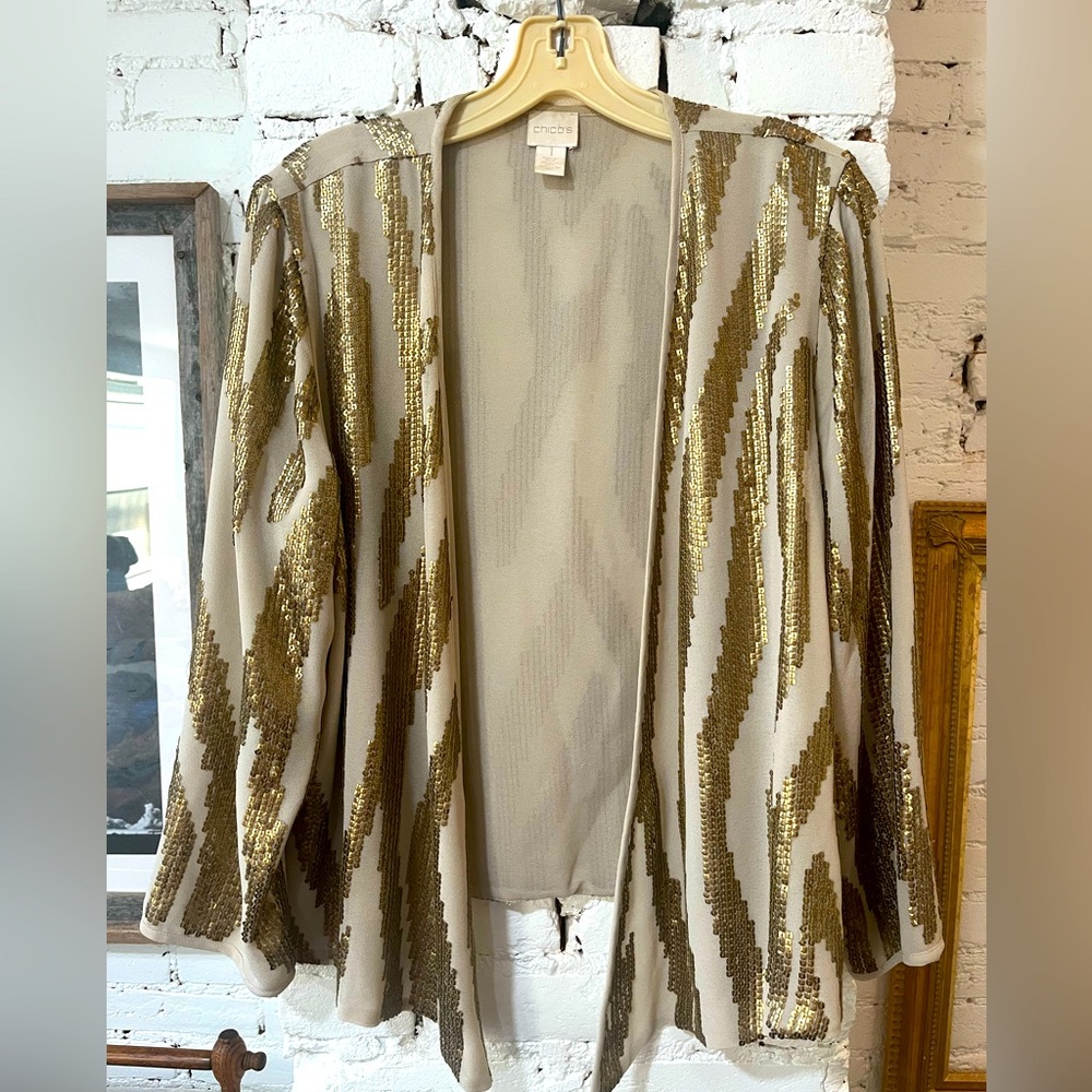 Vintage Chicos sequins cardigan / dinner jacket